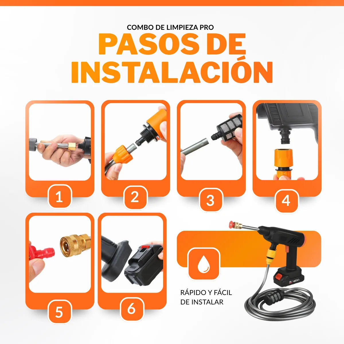 Hidrolavadora Inalámbrica 48V + Aspirador 3 en 1 de Regalo